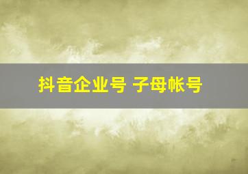 抖音企业号 子母帐号